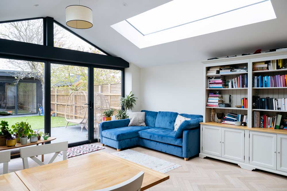 Exterior Home Improvements Interior Of Living Area Of Modern Home Extension With Skylight And Large Patio Doors